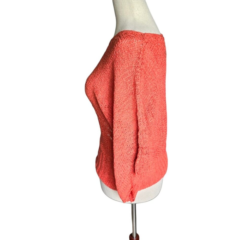 Valerie Bertinelli Sweater Womens Small Coral Stretch Kimono Sleeve Crochet Boho - Picture 6 of 16